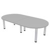 Skutchi Designs 8Ft Racetrack Conference Table, Silver Post Legs, Harmony Series, 8 Person Table, Light Gray HAR-RAC-46X93-PT-01